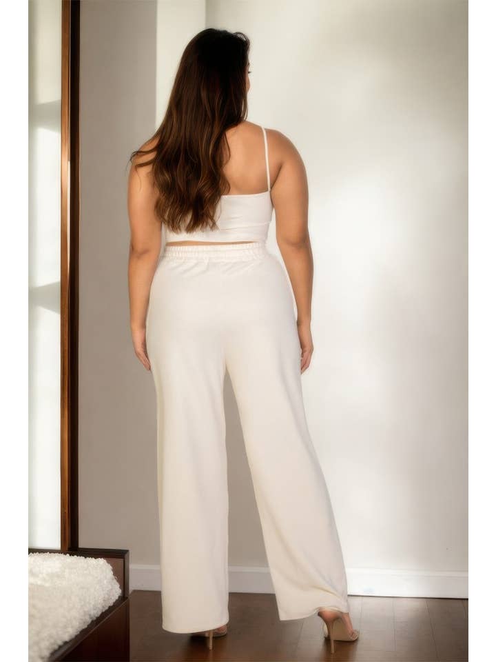 CC Wholesale Clothing – wholesale Set med topp och byxa – Dam – Bystierlinne i plusstorlek och raka byxor med snedställda fickor2