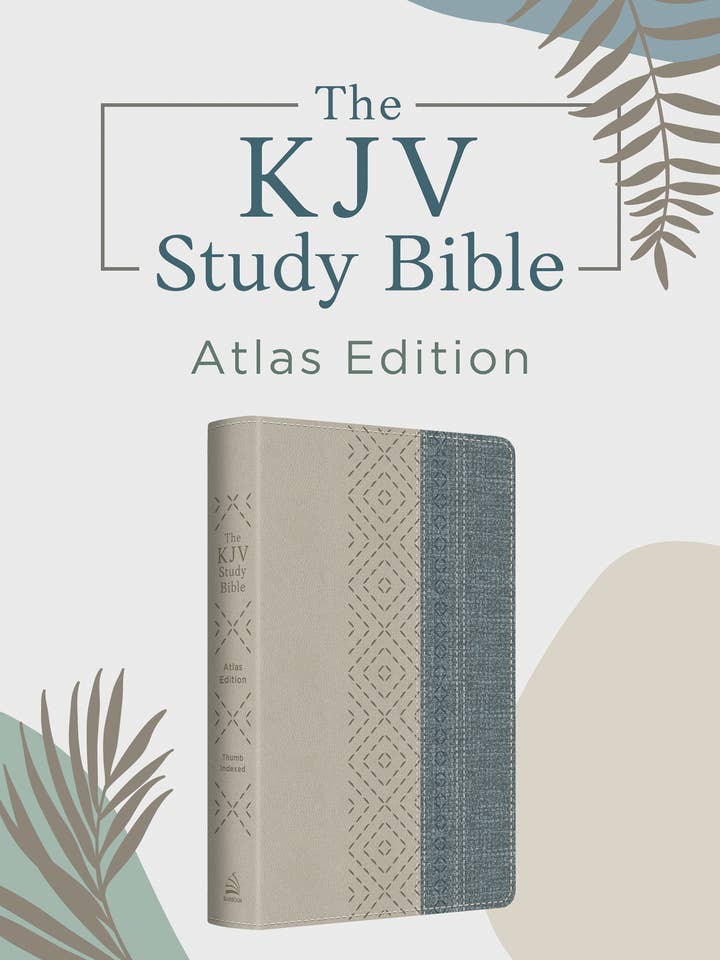 The KJV Study Bible: Atlas Edition: Taupe & Denim Crosshatch for wholesale by Barbour Publishing, Inc.