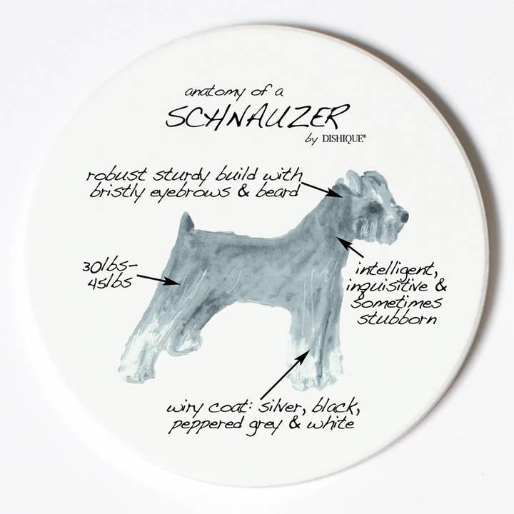 Dessous de verre anatomie de race de chien - Schnauzer pour la vente par Dishique