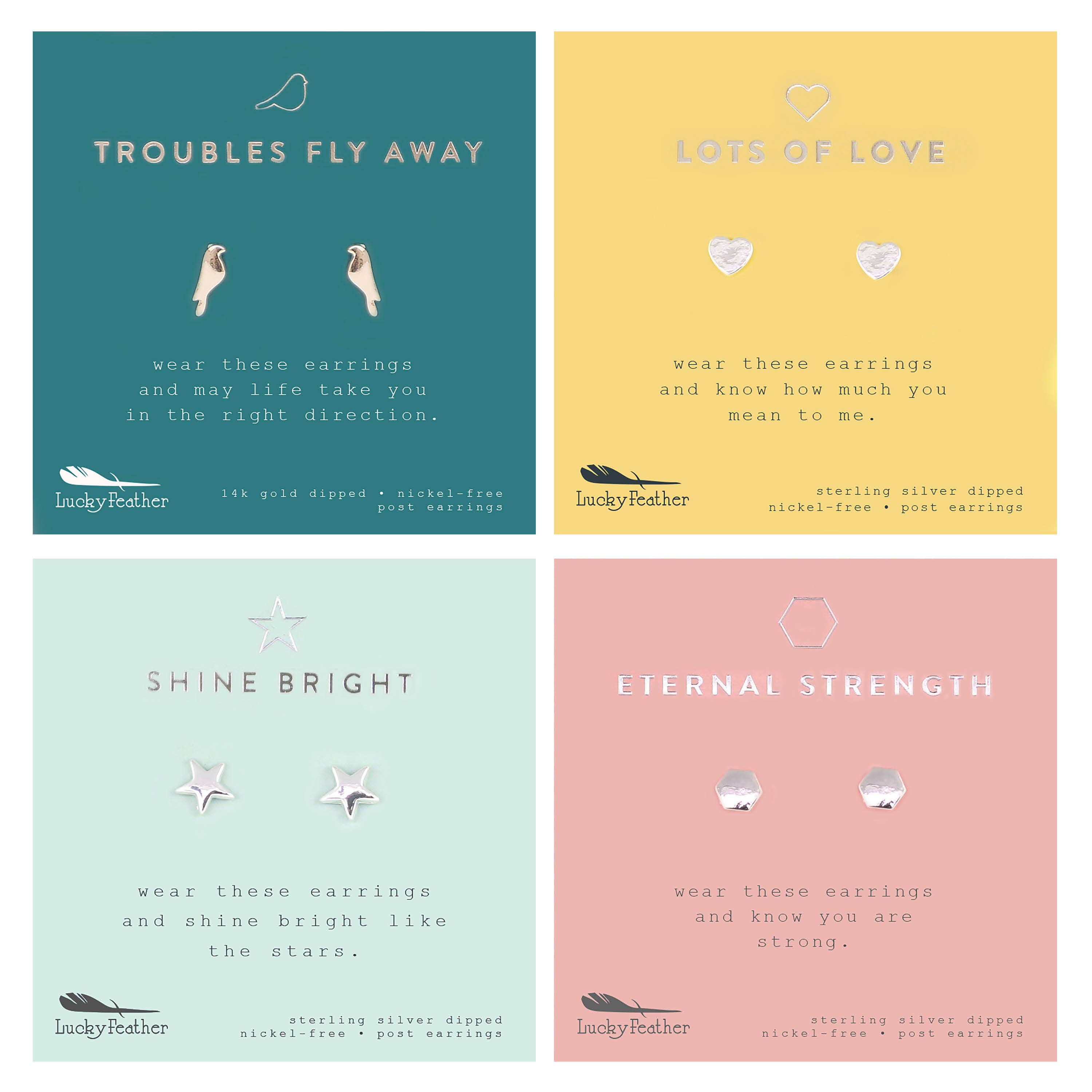 Lucky Feather - Vendita all'ingrosso Parure di gioielli - Orecchini in argento New Moon BUNDLE 4 di ea - 16 pz+display1