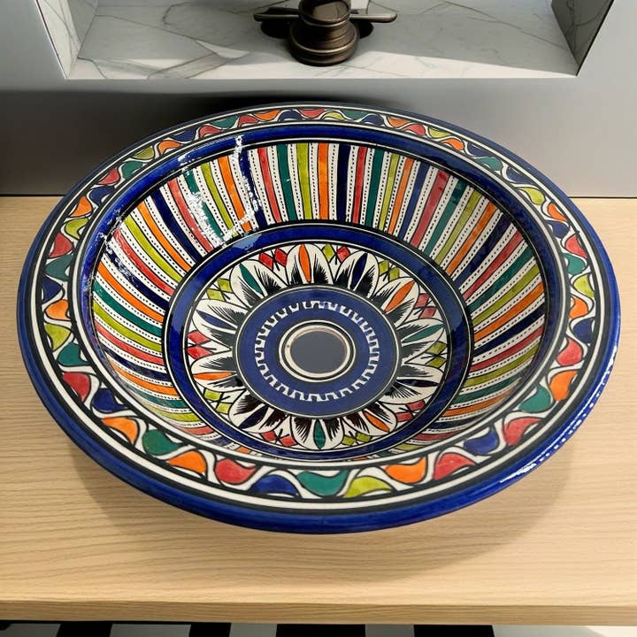 Etnico del Mondo - Wholesale Bathroom Accessory Set - Ethnic Sink in Moroccan Terracotta Ceramic #35