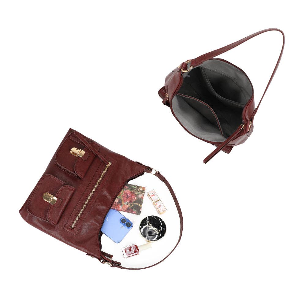 Gallantry - Wholesale Schoudertas - Dames - Calista schoudertas met gouden gespen en meerdere vakken3