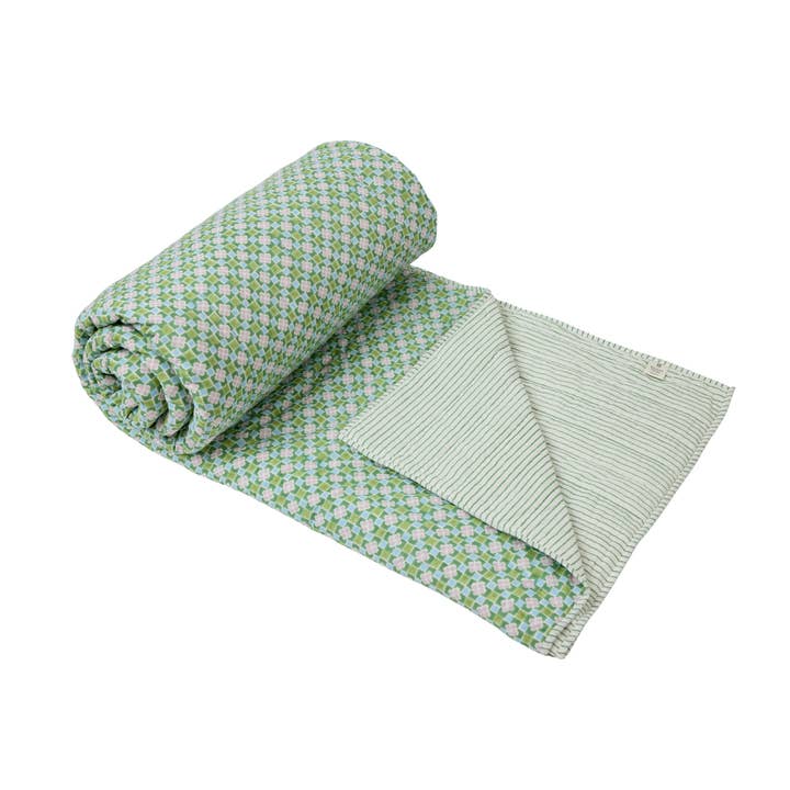 Arthur Bed Quilt, Lilac/Spring Green for wholesale by MAISON POIRE