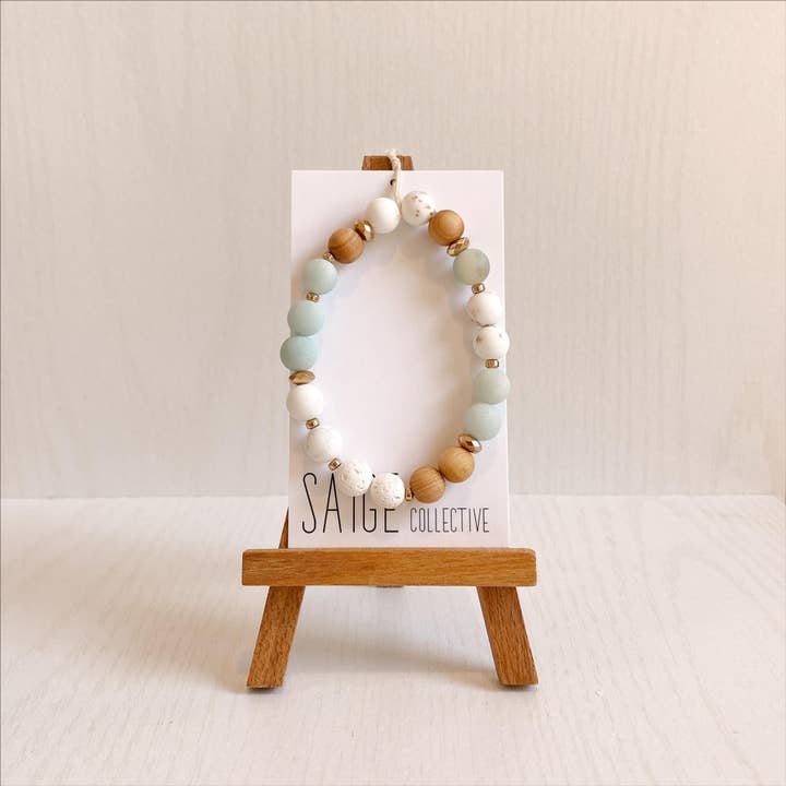 Saige Collective – wholesale Beaded bracelet – Harmony Mala Bracelet - amazonite, sandalwood, howlite