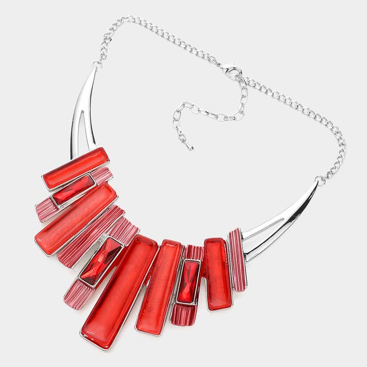 Sensibling Corp. – Großhandel Schmucksets – Rechteckiger Stein Spitzfarbener Metallanhänger3