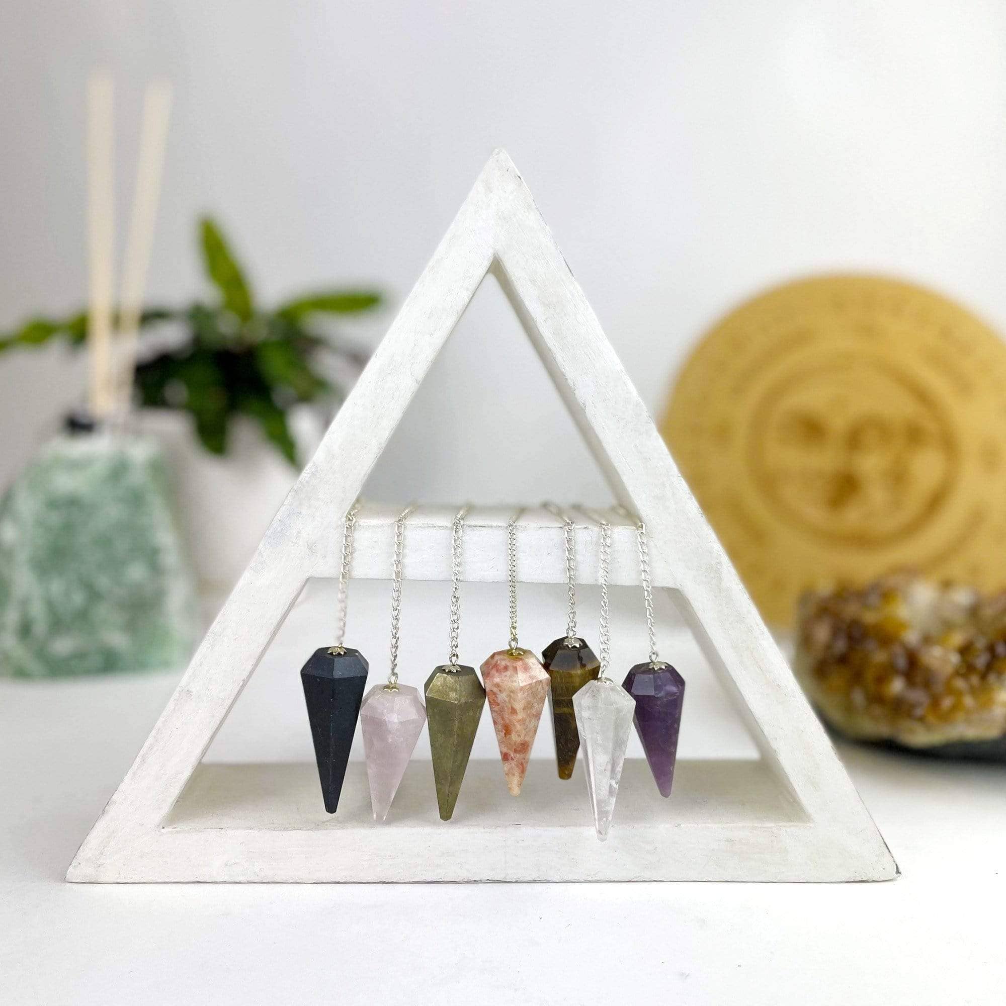 Rock Paradise - Vente Pierre et cristal de spiritualité - Pendule en pierre de cristal à 7 pierres sur chaîne – Guérison spirituelle8