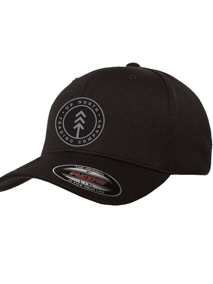 Black/Charcoal Round Lake Patch Flexfit for wholesale by Up North Trading Company