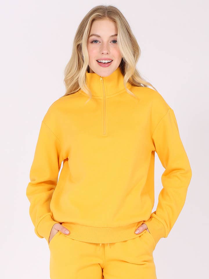 Color 5 - Wholesale Sweatshirt – Women's - Solid color fleece line quarter zipper pull over sweat shirt15