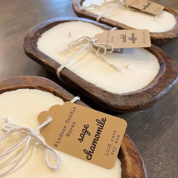 Windsor Candle Works - Wholesale Jar/Filled Candle - 3 Wick Wood Dough Bowl Candles with Pure Soy Wax