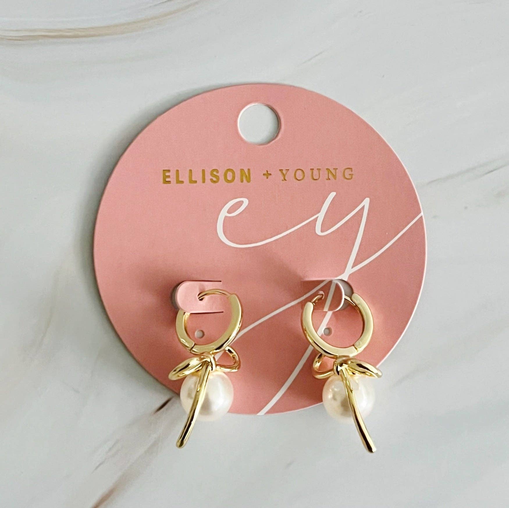 Ellison+Young - Wholesale Dangle Earrings - Bowed With Pearl Drop Earrings3
