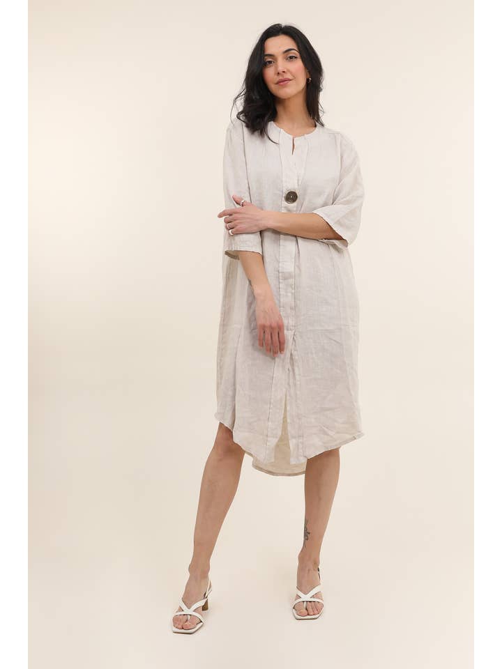 LÉA & LUC - Vente Robe – femme - Robes en 100% Lin avec un bouton REF. 554743
