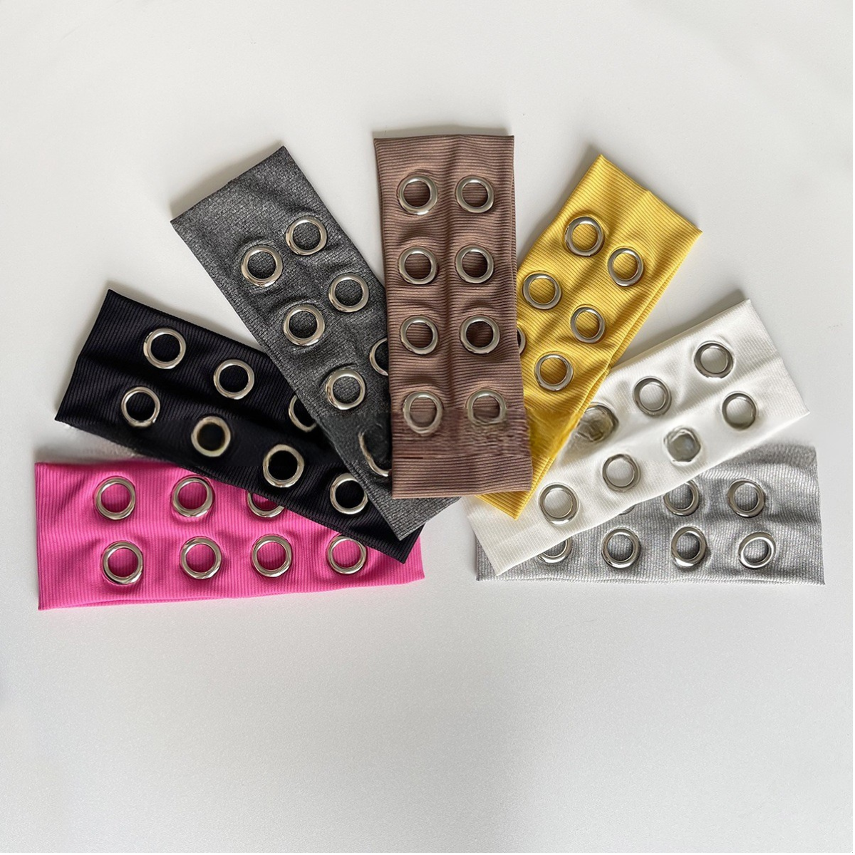 LadyJuneAccessories - Wholesale Fashion Headband - Women's - Ribbed Wide Headband with Metal Grommet Holes Multiple Color12