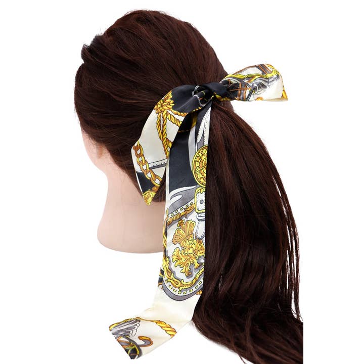Cap Zone - Wholesale Scrunchie - Women's - Equestrian Faux Silk Mini Bow Scrunchie Key Chain