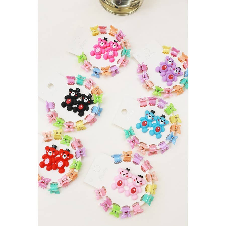 MIX COLOR Bear and Butterfly mini Hair Clip Set for wholesale on Faire4