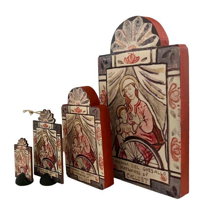 Lynn Garlick Retablos - Vente Tableau/dessin - Madonna del Ghisallo - Cyclistes2