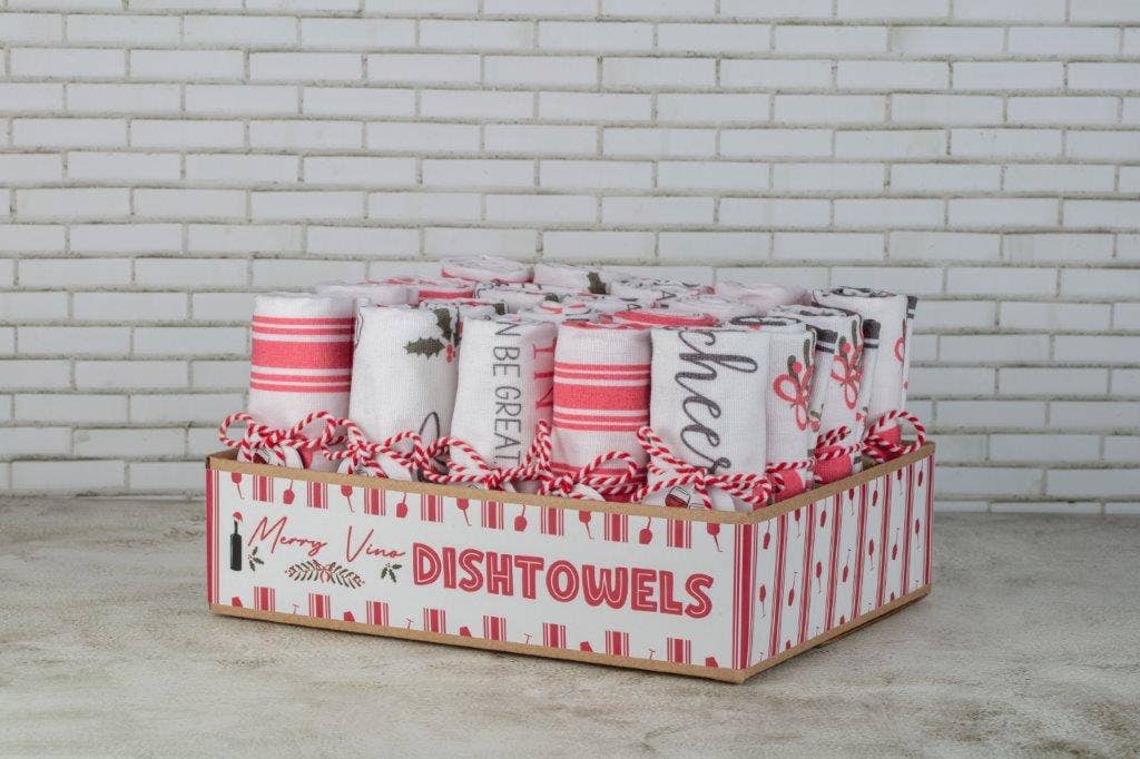 Duke Imports - Venta al por mayor Paños de cocina - Exhibidor Variado de Toallas de Diseñador "Merry Vino"2
