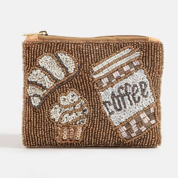 MULTI Coffee And Pastries Seed Beaded Coin Purse for wholesale on Faire1