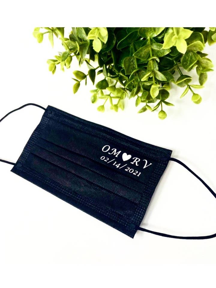 Personlig engångsmask, Bröllopsmask, Anpassad bröllopsmask, Bröllopsmask, Anpassade Bulk Ansiktsmasker Från 10-100 enheter för wholesale av OMMO Designs