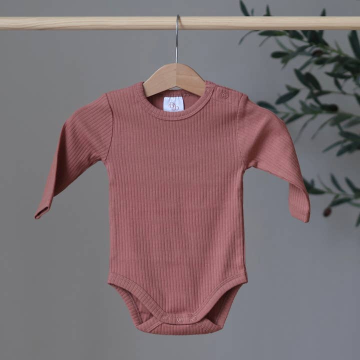 Clay Ribbed Bodysuit for wholesale by Belle + Bea Basics