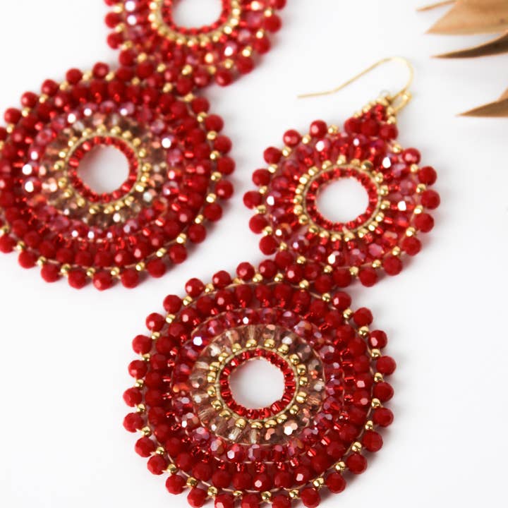 Bali Queen - Wholesale Dangle Earrings - Thai Crystal Double Circle Earrings22