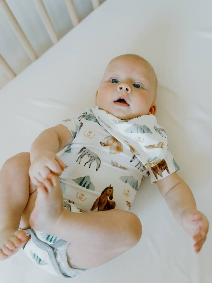 Short Sleeve Onesie- Mountain Trails for wholesale by Peaks & Valleys Baby