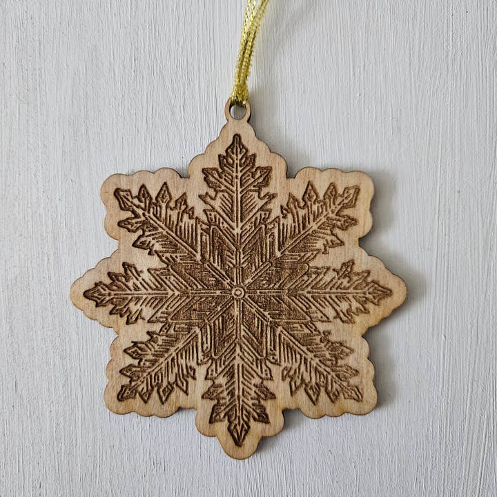 Wood Engraved Ornament - Snowflake for wholesale by Grain of Hope