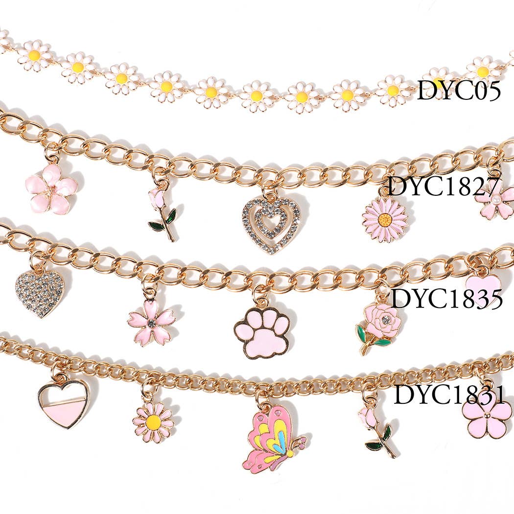 Fashion City - Wholesale Hat Accessory - Women's - Spring Summer Flowers Charm Trucker Hat Chain2