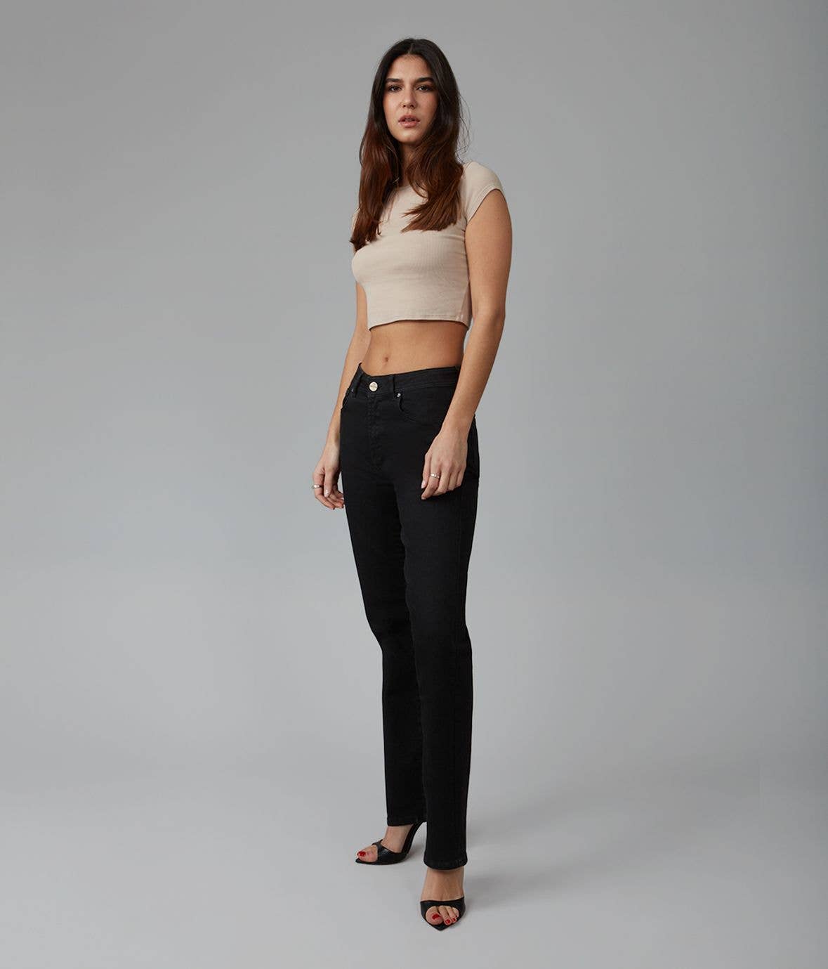 Black DENVER-BLK High Rise Straight Jeans 31" Inseam for wholesale on Faire3