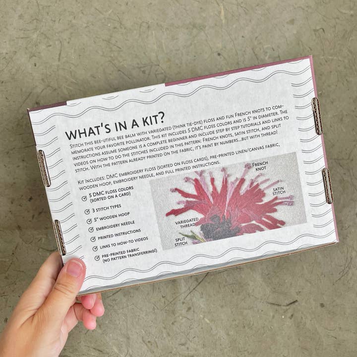 Kate Wyatt Fine Art - Wholesale DIY Craft Kit - DIY Embroidery Kit - Bee Balm (5")5