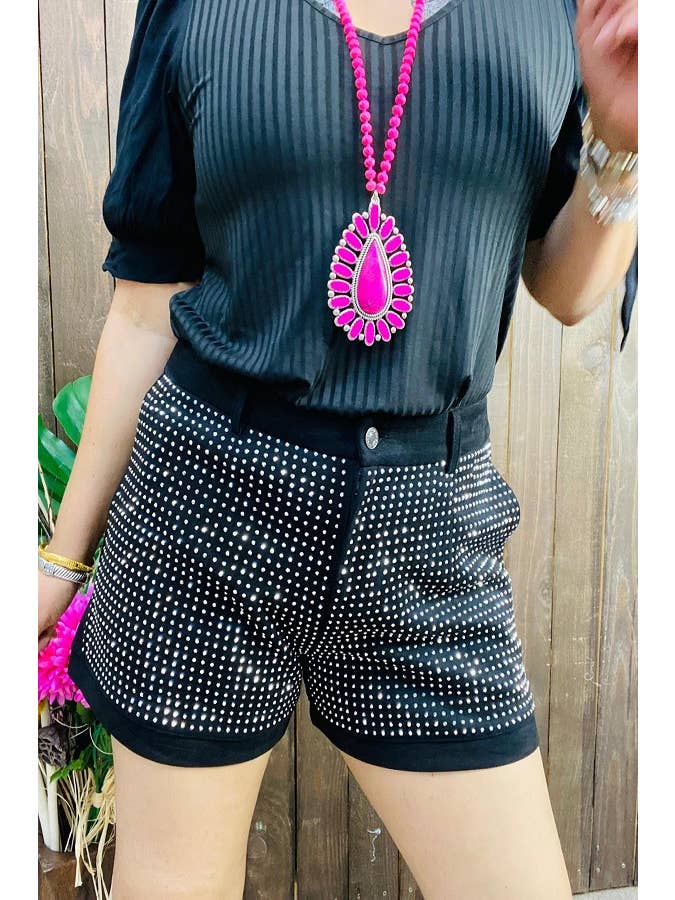 luluclothes - Wholesale Shorts - Women's - BQ14930 rhinestone black women shorts