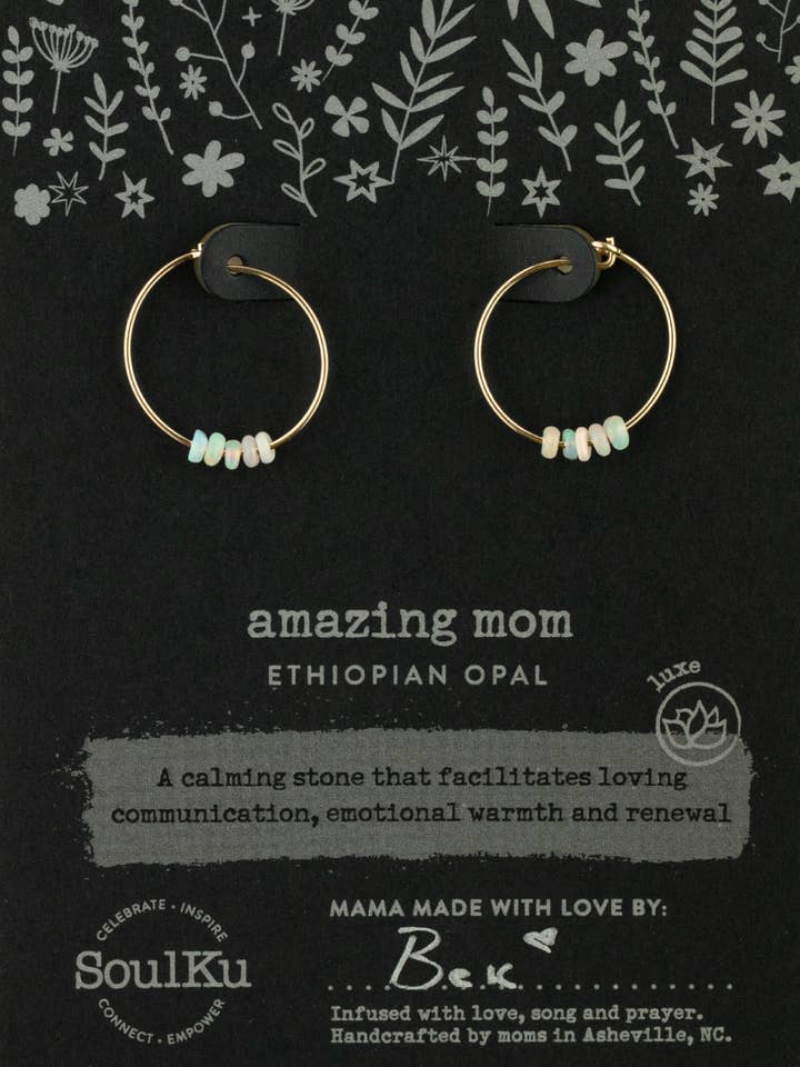 Orecchini a Cerchio in Oro con Opale Etiope per una Mamma Straordinaria per la vendita all'ingrosso da parte di SoulKu