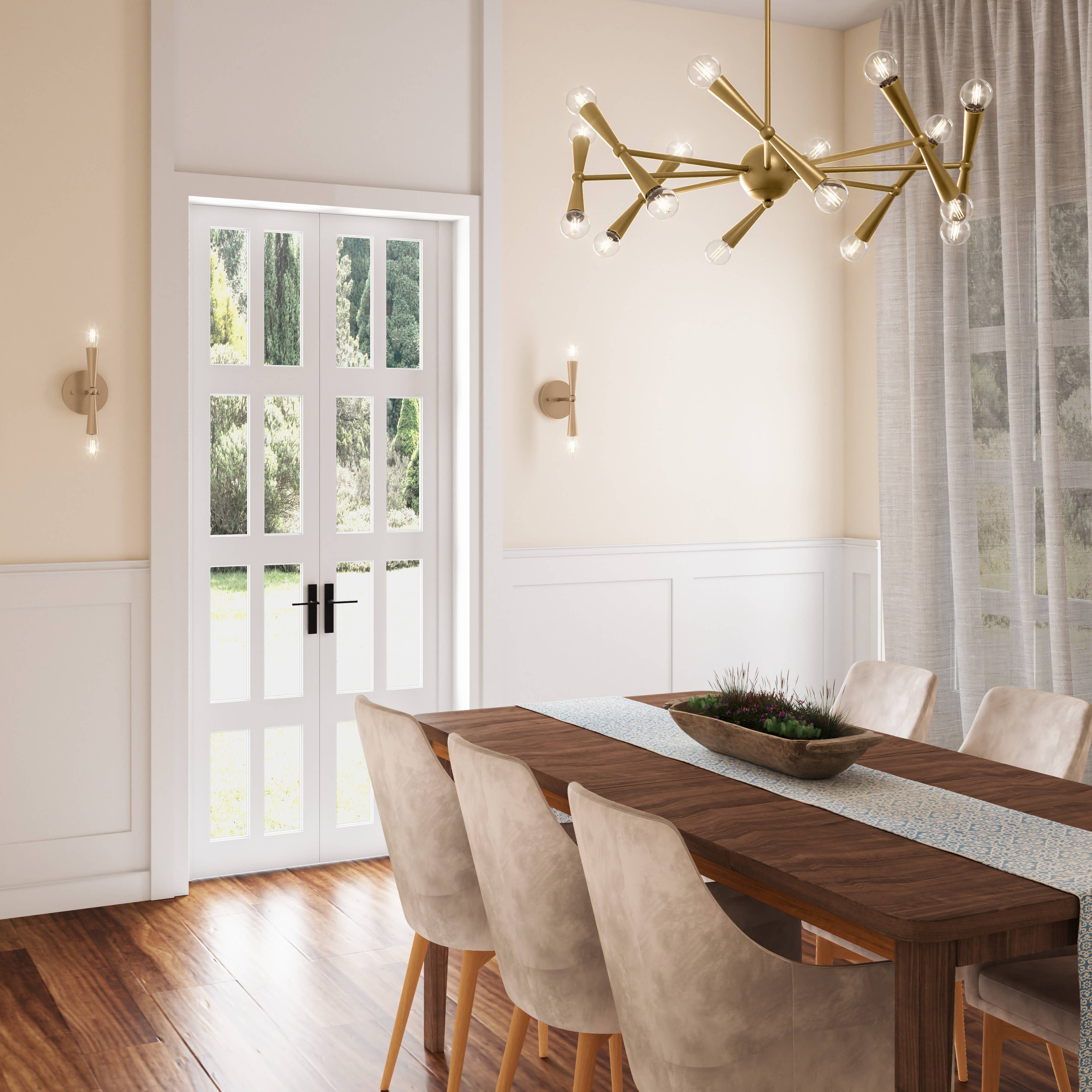 Brio Lighting - Wholesale Sconce - Sale - Mizu MidCentury Modern Gold 2-Light Wall Sconce Light1