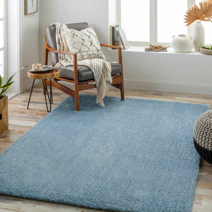 Heavenly Solid Blue Plush Rug for wholesale by Hauteloom