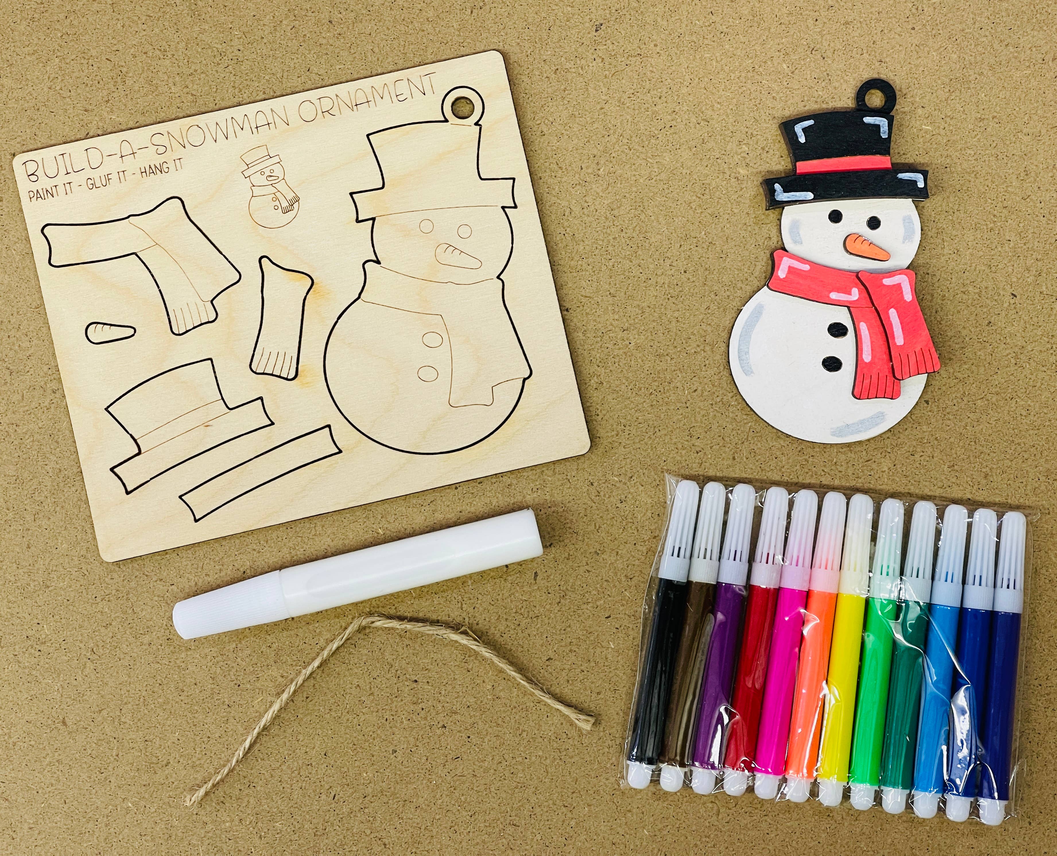 Reclaimed Woodworks Home Decor - Wholesale DIY Craft Kit - DIY Build a Snowman Ornament Kit CHRISTMAS CRAFT KIT1