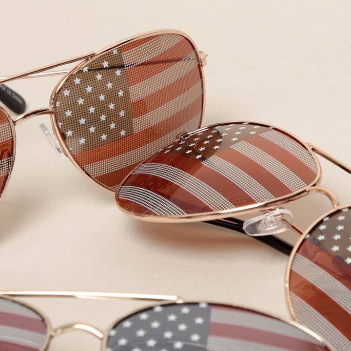 ASSORTED COLOR USA American Flags Aviator Sunglasses for wholesale on Faire3