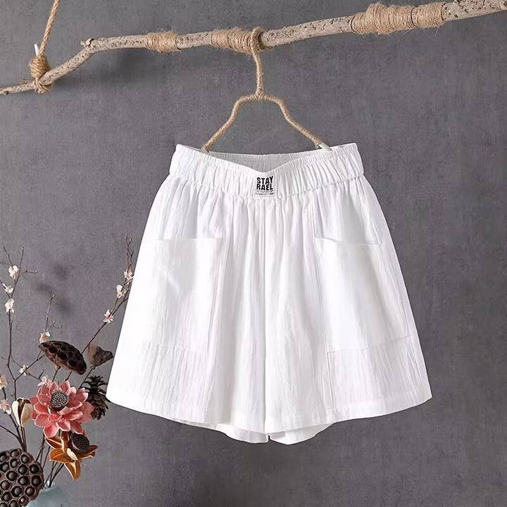 UZ Wholesale Store - Wholesale Pants - Women's - Cotton Elastic Waist Wide Leg Capri Pants
