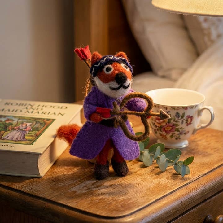 Felt So Good - Wholesale Ornament - Handmade Felt Fox Robin Hood & Maid Marion Decoration4