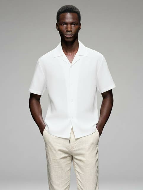 HB-8-77 (Men's Linen blend Shirt (White)) for wholesale by Hawk's Bay