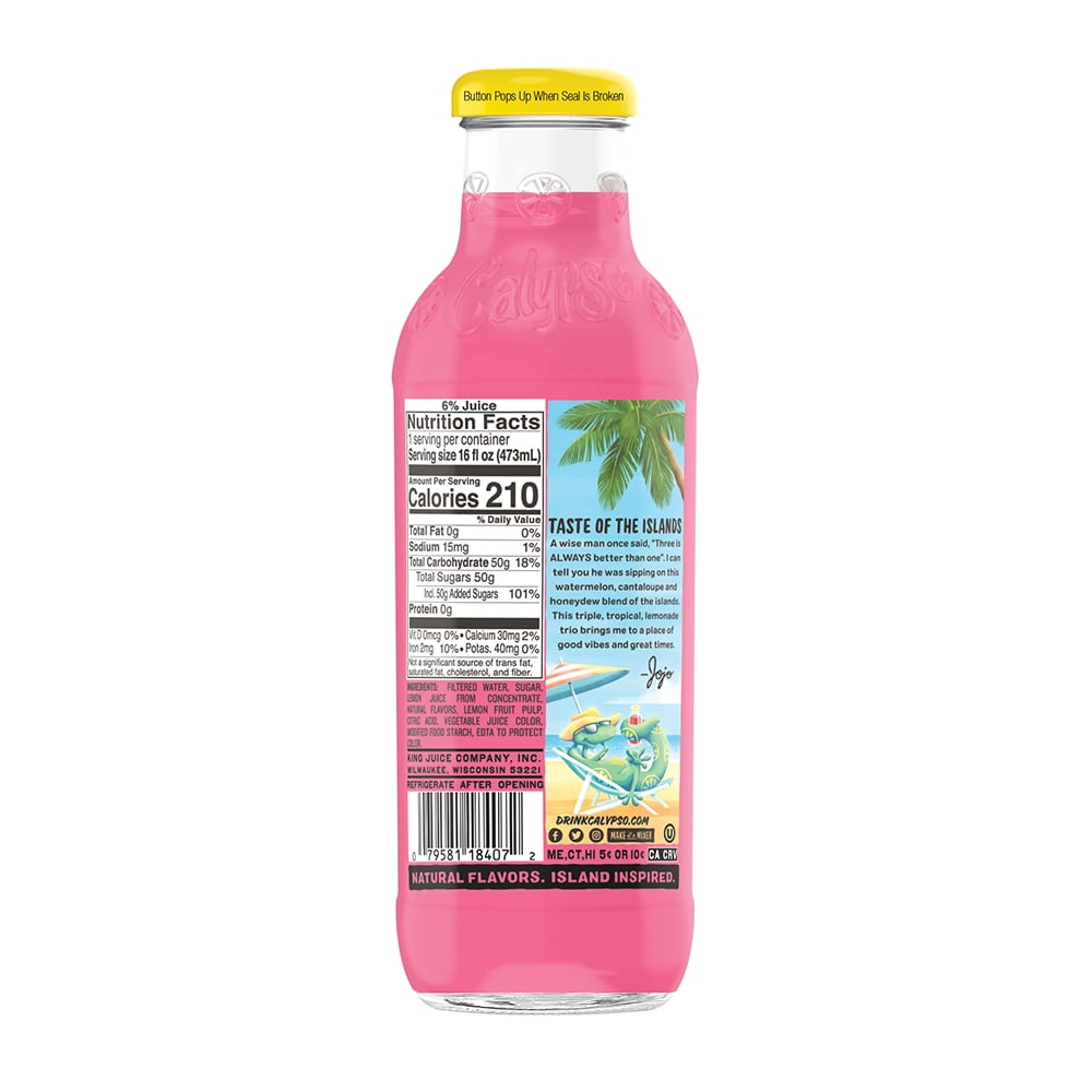 EcoQuality - Vente Jus de fruits - Pack de 12 boissons rafraîchissantes Calypso Triple Melon Lemonade de 16 oz1