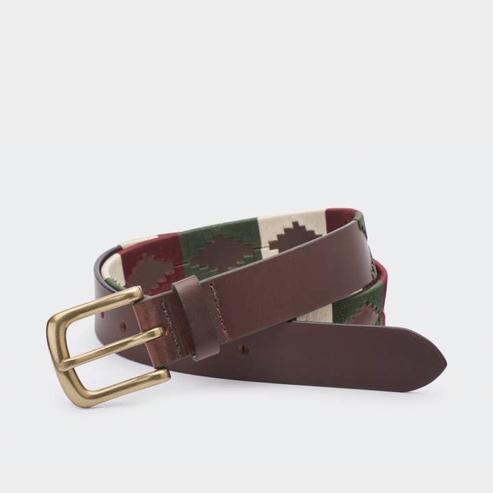 Ibex England - Wholesale Belt - Men's - Ibex England Polo Belt - Green/Cream/Burgundy