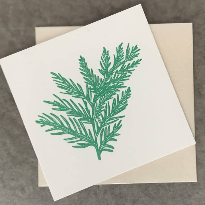 Letterpress Enclosure Card - Evergreen Bough for wholesale by True North Letterpress