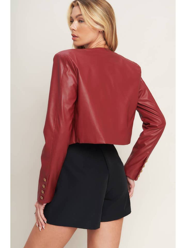 Red A faux leather bolero jacket - IJ10151 for wholesale on Faire3