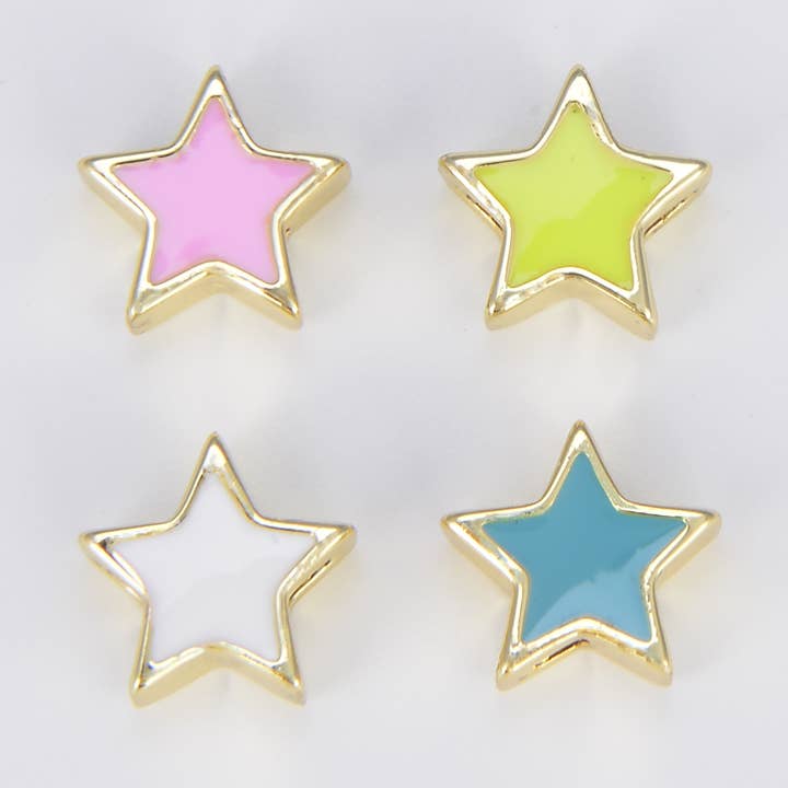 Neon Enamel Star Spacer Beads in Gold Filled, BD098 for wholesale by Beads Creation