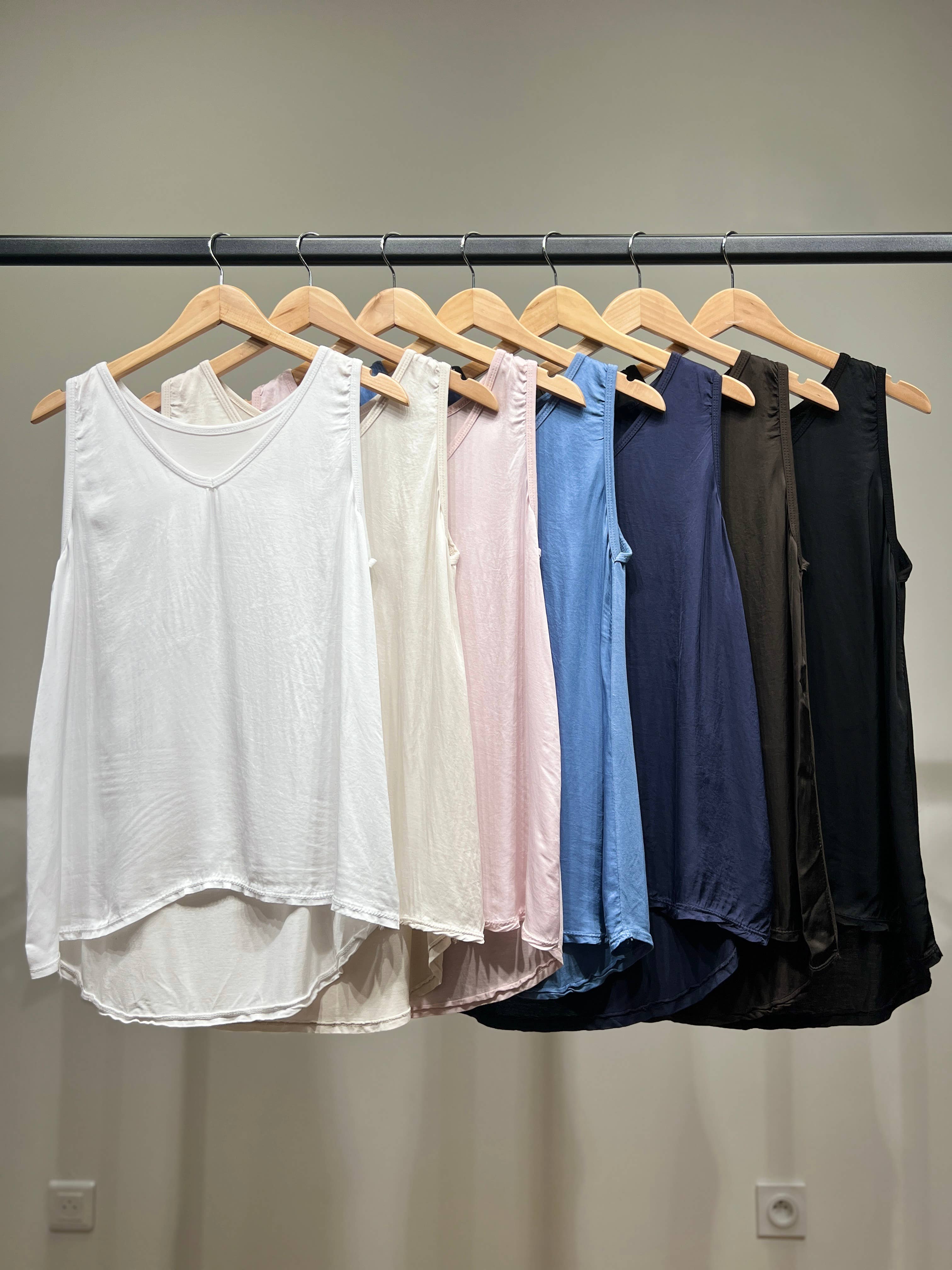 L'Emotion - Wholesale Tunic - Women's - Flared V-Neck Satin Tank Top 100% Viscose7