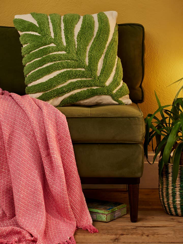 Tufted Palm Leaf Cushion Cover for wholesale by Namaste