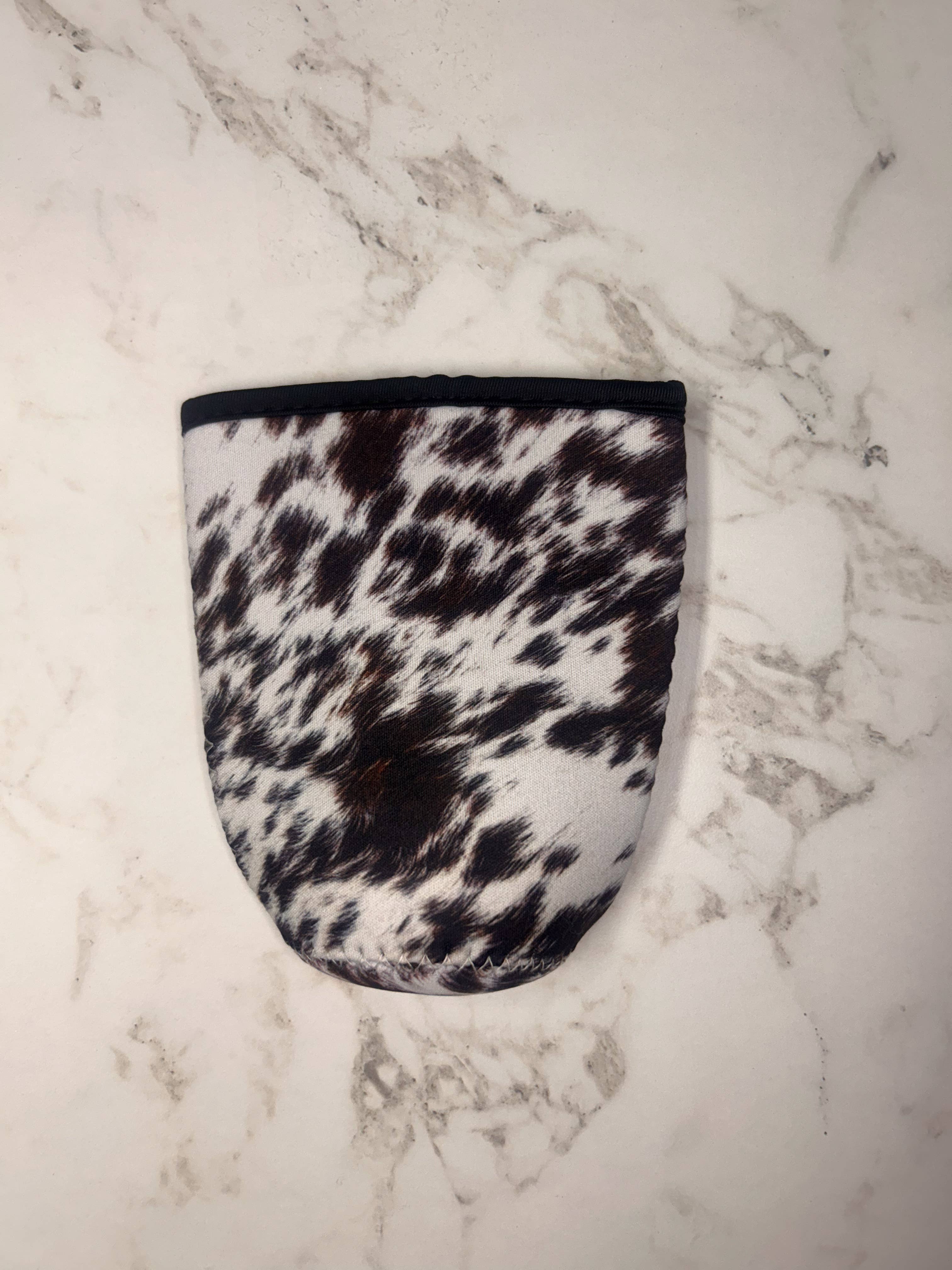 The Wild Buck Company - Wholesale Drink Huggers & Koozies - Cowhide Iced Coffee Coozie/ Drink Sleeve2