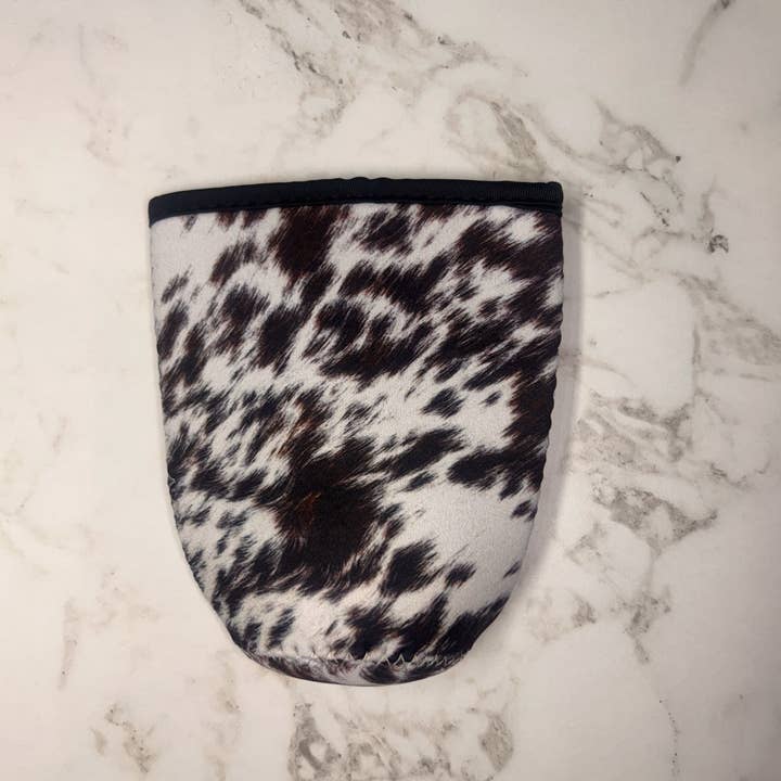 The Wild Buck Company - Wholesale Drink Huggers & Koozies - Cowhide Iced Coffee Coozie/ Drink Sleeve2