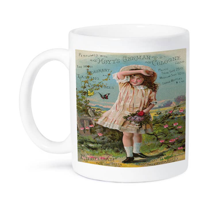 3dRose - Wholesale Coffee Mug - 3dRose, Hoyts German Cologne Price 25 cts Little Girl with Flowers and Butterflies, Mug8