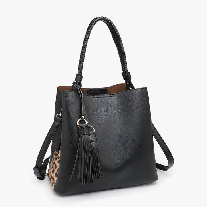 Jen & Co. - Wholesale Shoulder Bag - Women's - M1895 Olivia Animal Print Contrast Hobo