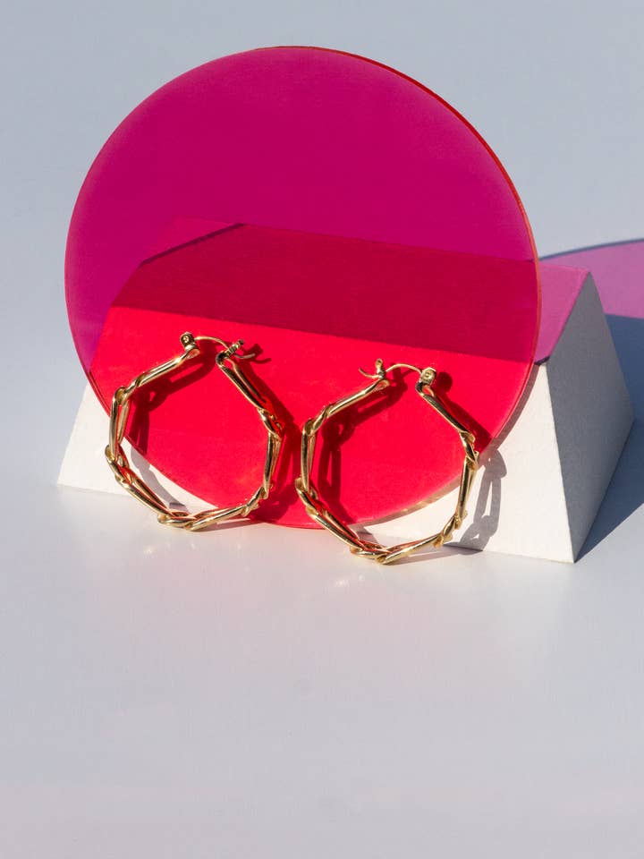 Gold Figaro Chain Hoops for wholesale by MOMO metals